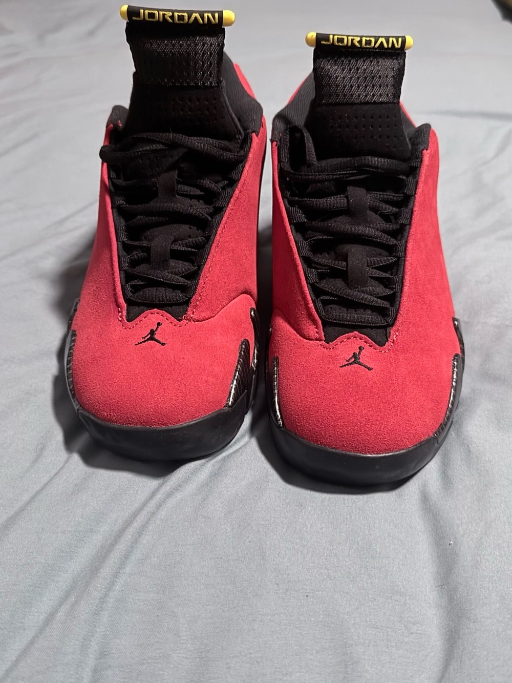 Nike Air Jordan 14 Retro Ferrari Sneakers in Challenge Red Suede
